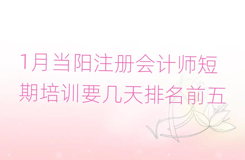 1月當陽注冊會計師短期培訓要幾天排名前五