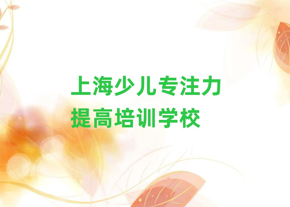 上海嘉定區的少兒專注力提高課程輔導機構推薦一覽