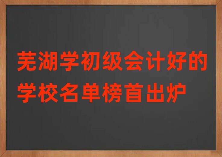 蕪湖學初級會計好的學校名單榜首出爐