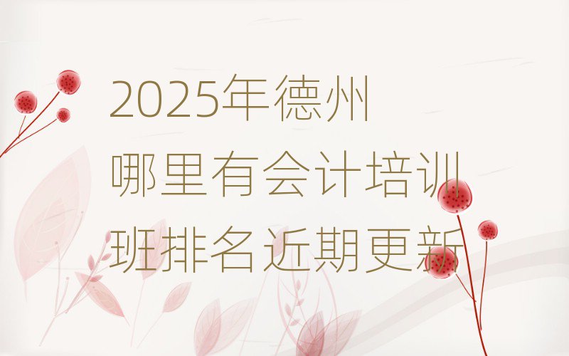 2025年德州哪里有會計培訓班排名近期更新