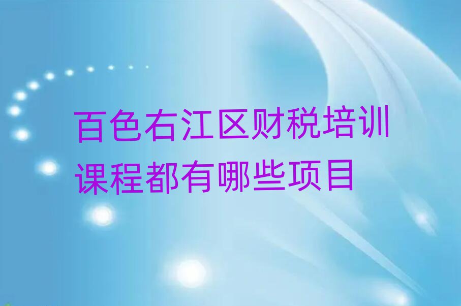 百色右江區財稅培訓課程都有哪些項目