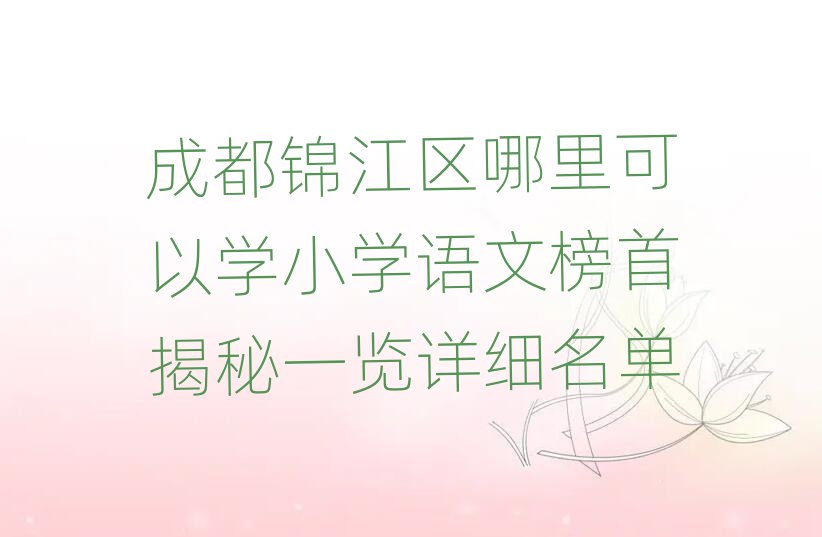成都錦江區哪里可以學小學語文榜首揭秘一覽詳細名單